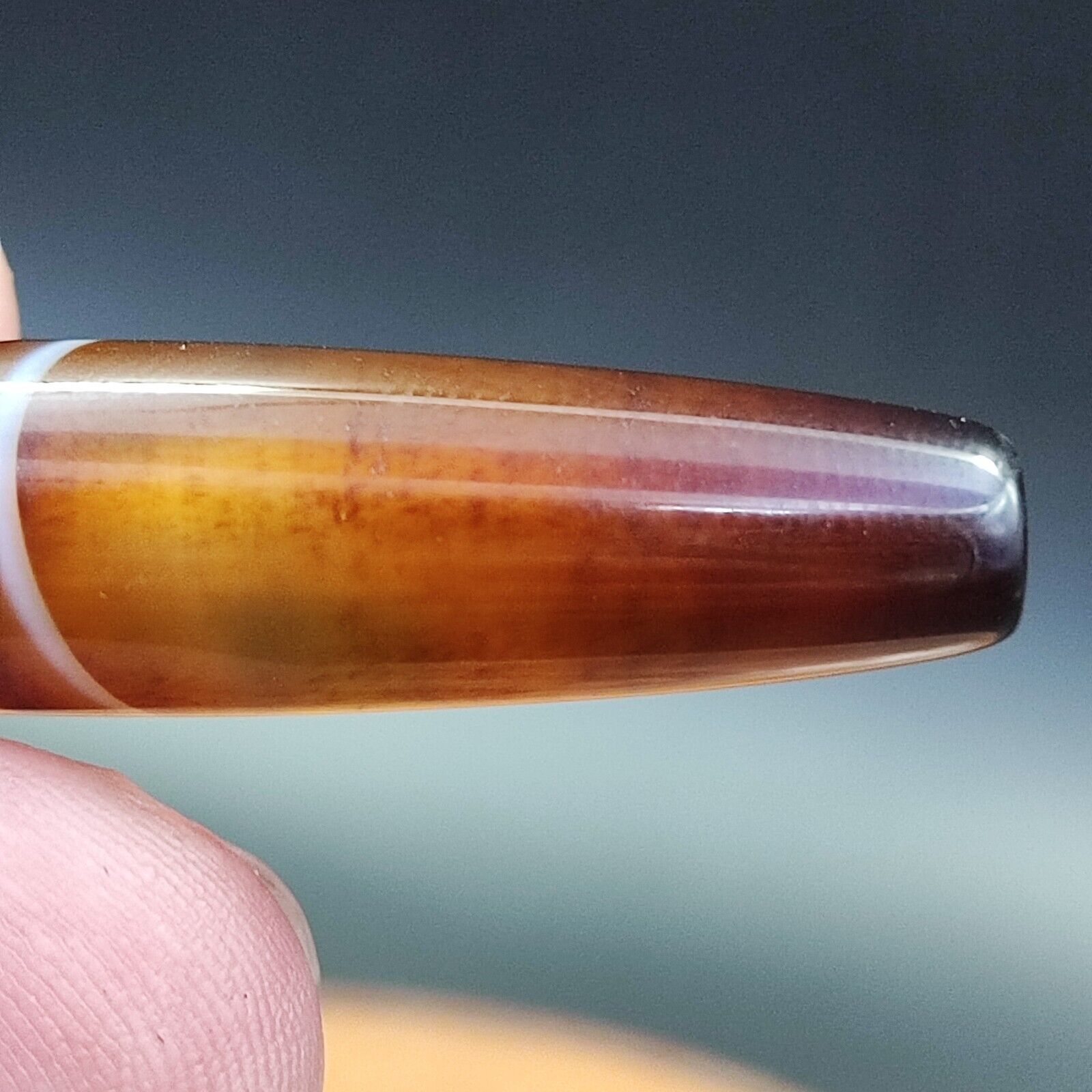 Vintage Old Yemeni Agate Natural Eye Rare pattern Banded Agate Bead  YM-9