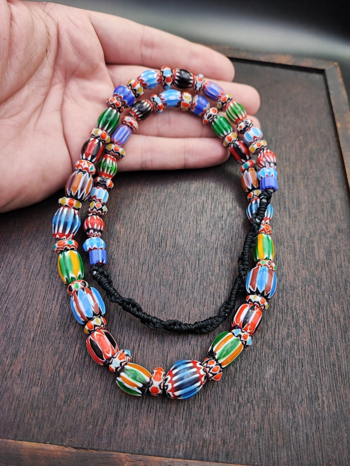 Multi color Beads Chevrons venetian Glass Beads African Necklace 11-12mm