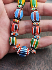 Multi color Beads Chevrons venetian Glass Beads African Necklace 11-12mm