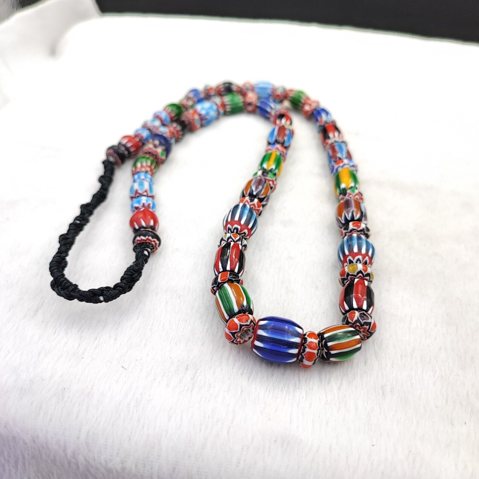 Vintage Venetian African style Chevron Beads Long Strand 8-12mm
