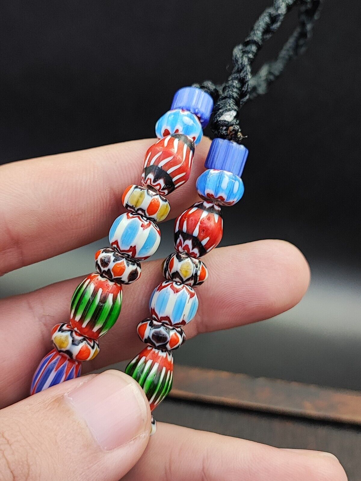 Multi color Beads Chevrons venetian Glass Beads African Necklace 11-12mm