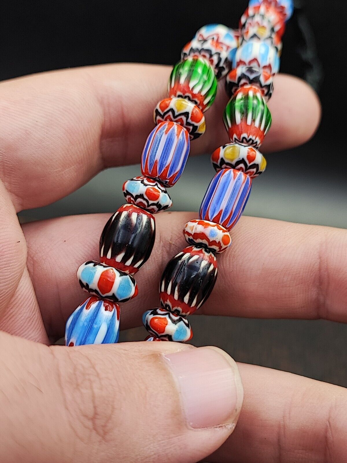 Multi color Beads Chevrons venetian Glass Beads African Necklace 11-12mm