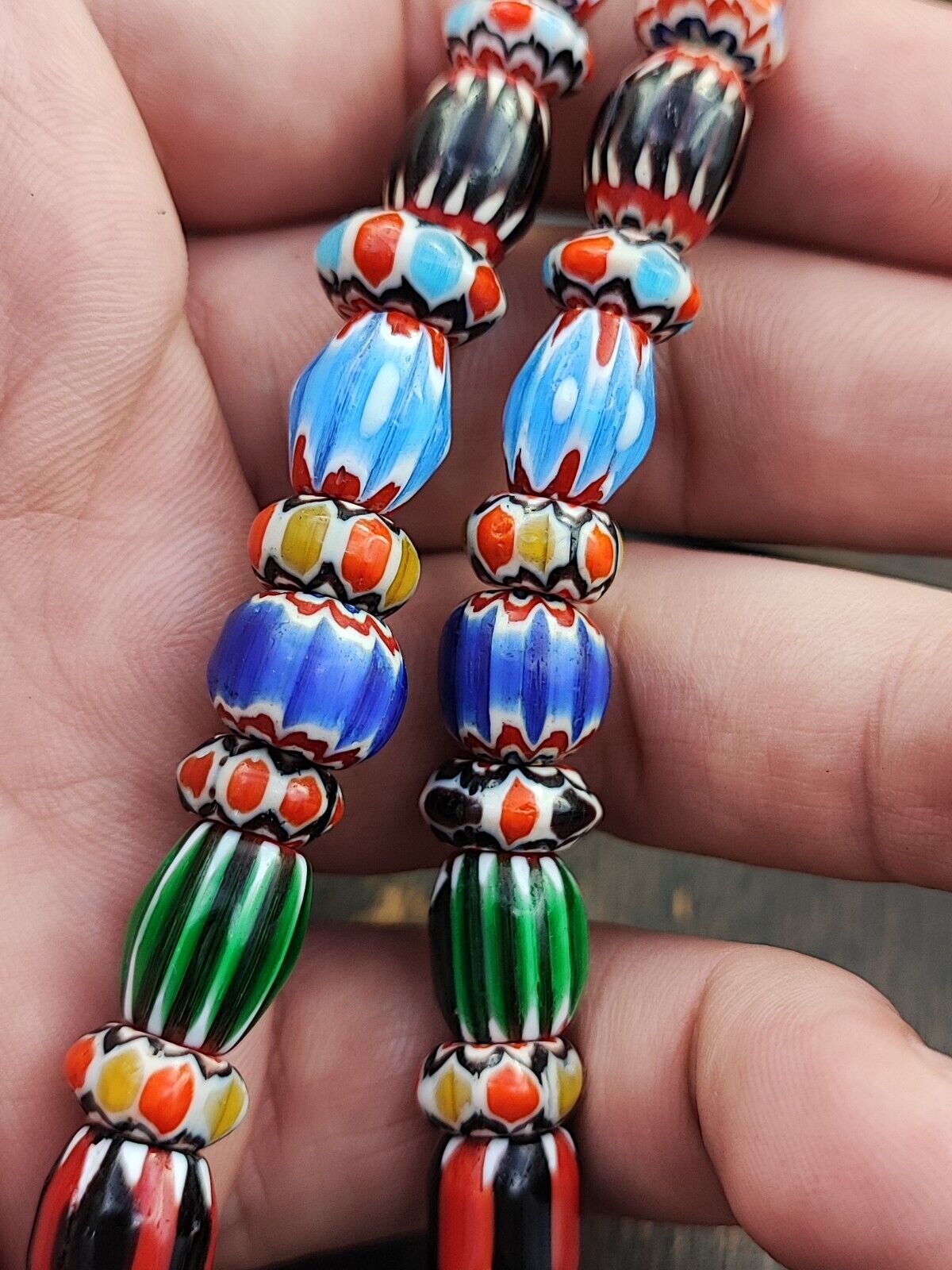 Multi color Beads Chevrons venetian Glass Beads African Necklace 11-12mm