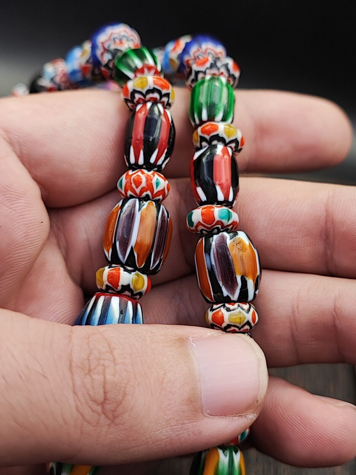 Multi color Beads Chevrons venetian Glass Beads African Necklace 11-12mm