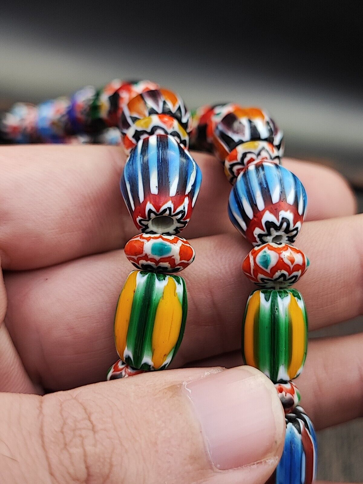 Multi color Beads Chevrons venetian Glass Beads African Necklace 11-12mm