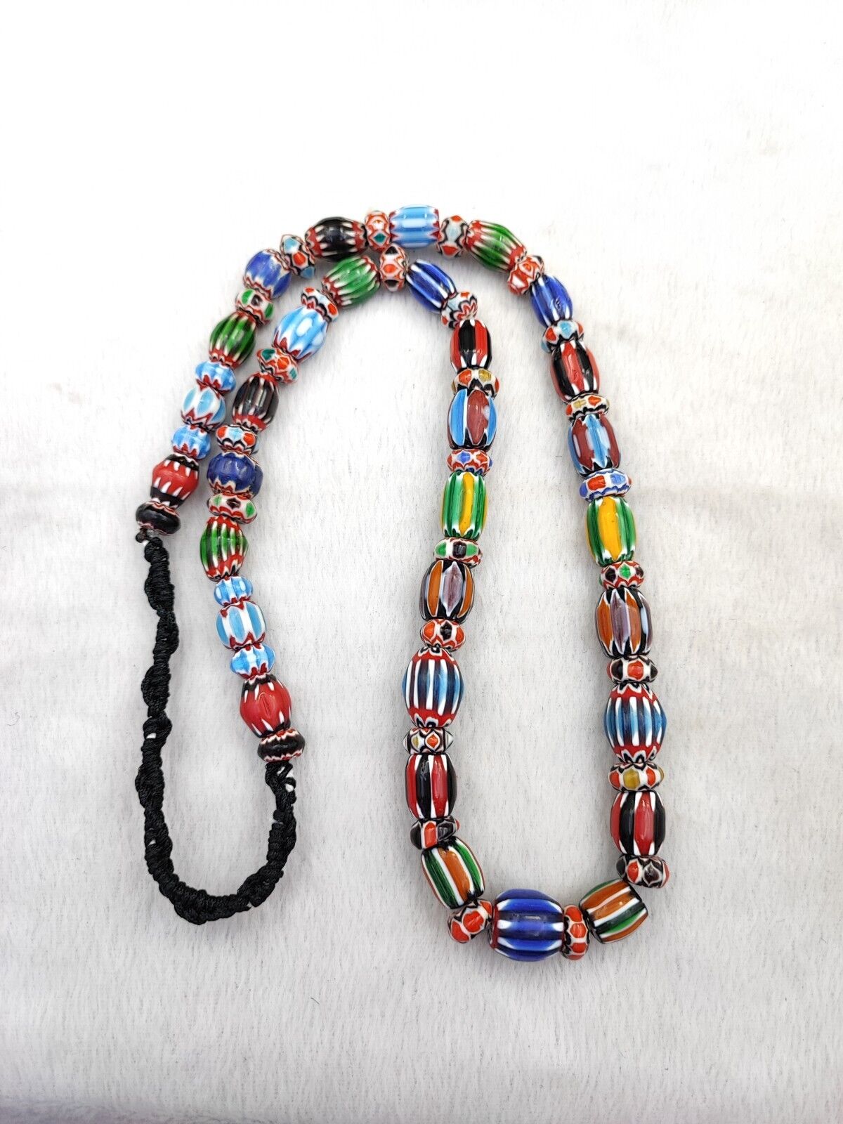 Vintage Venetian African style Chevron Beads Long Strand 8-12mm