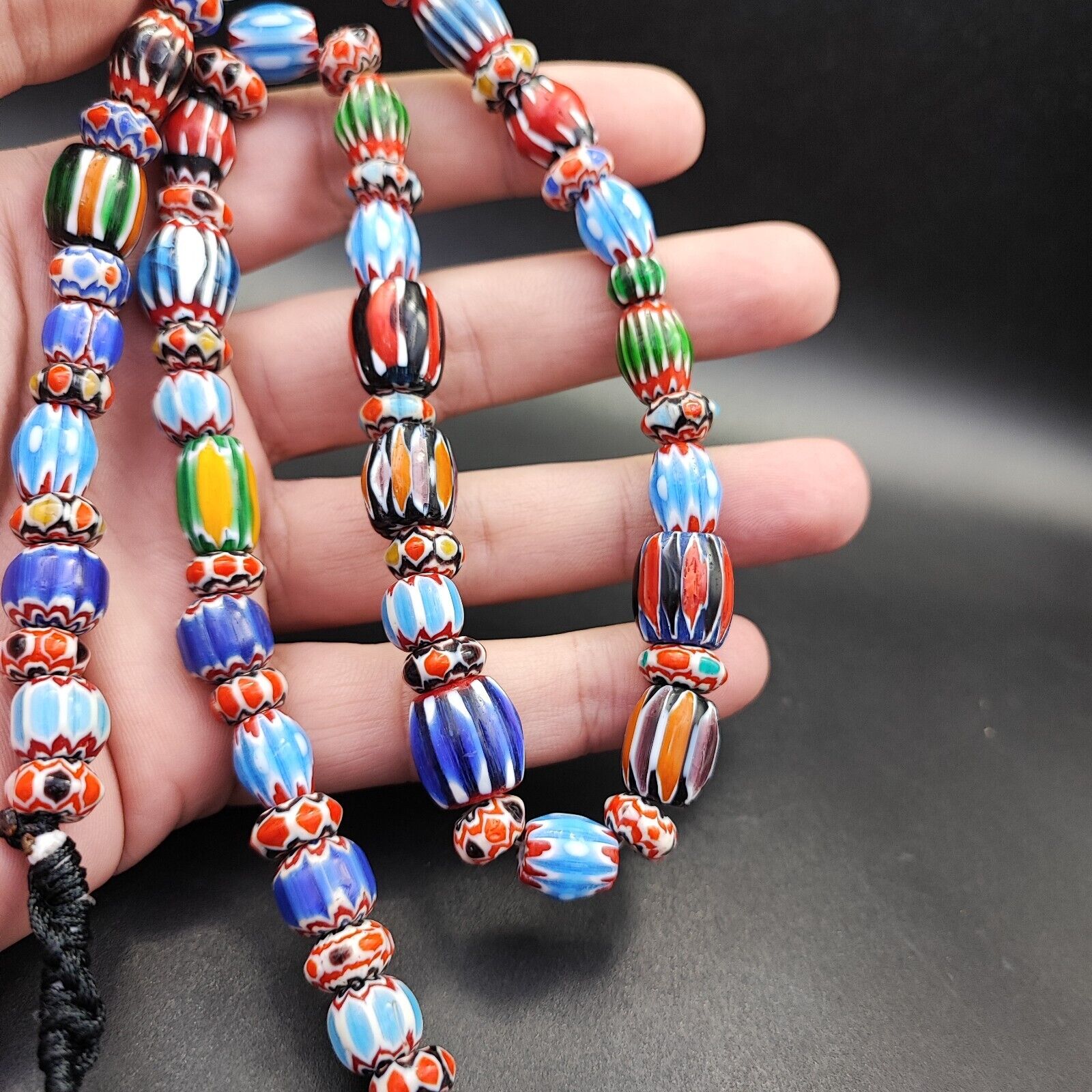 Multicolor Beads Chevrons African venetian Style Glass Beads Necklace 11-12mm