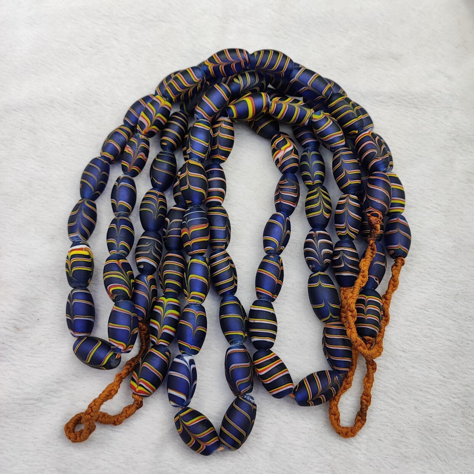 Vintage Venerano ART Fancy  Feather Beads 18x9.5MM  GLASS BEADS 24" Necklace