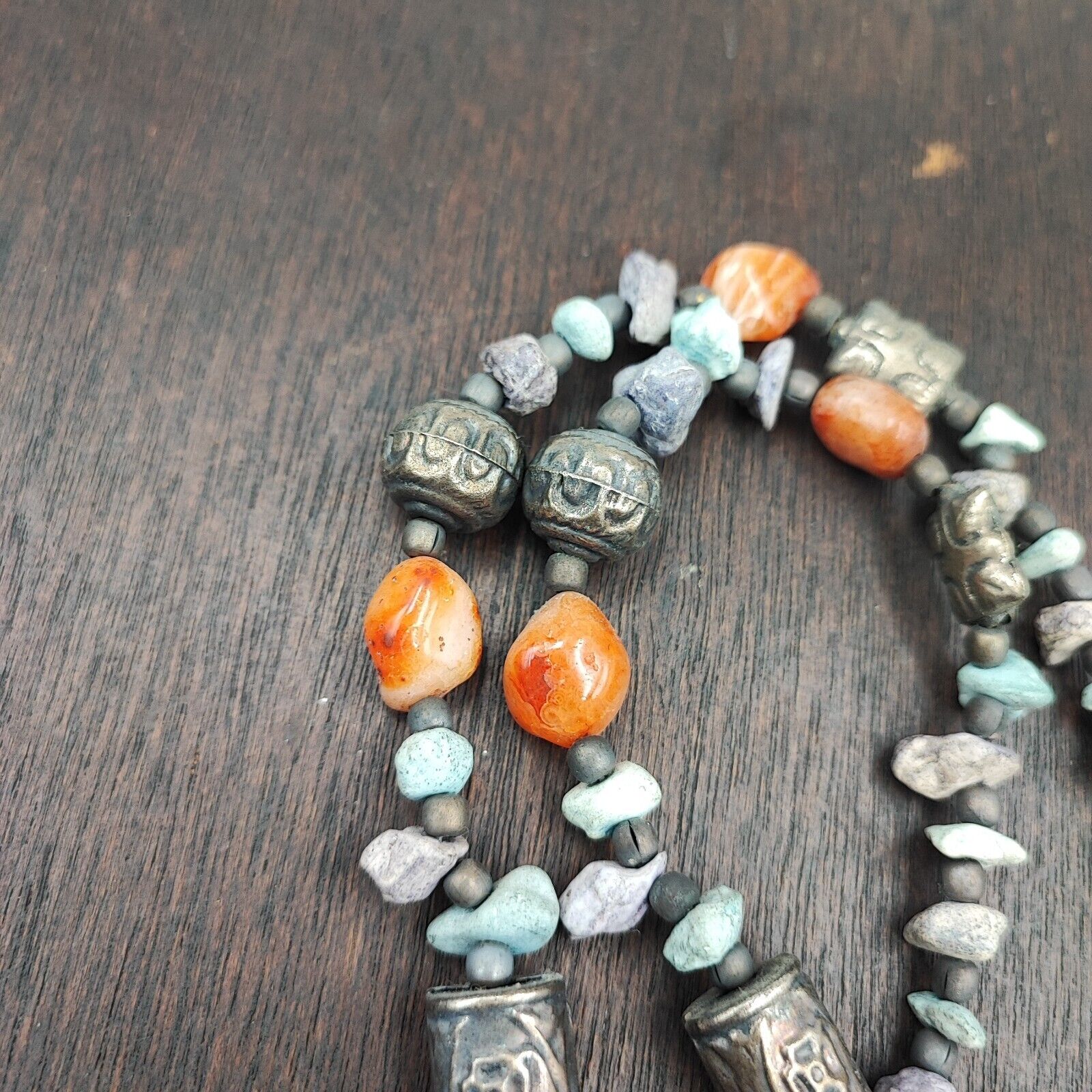 Beautiful Rusted Tibetan Silver Nepalese Stone Antique Jewelry Necklace