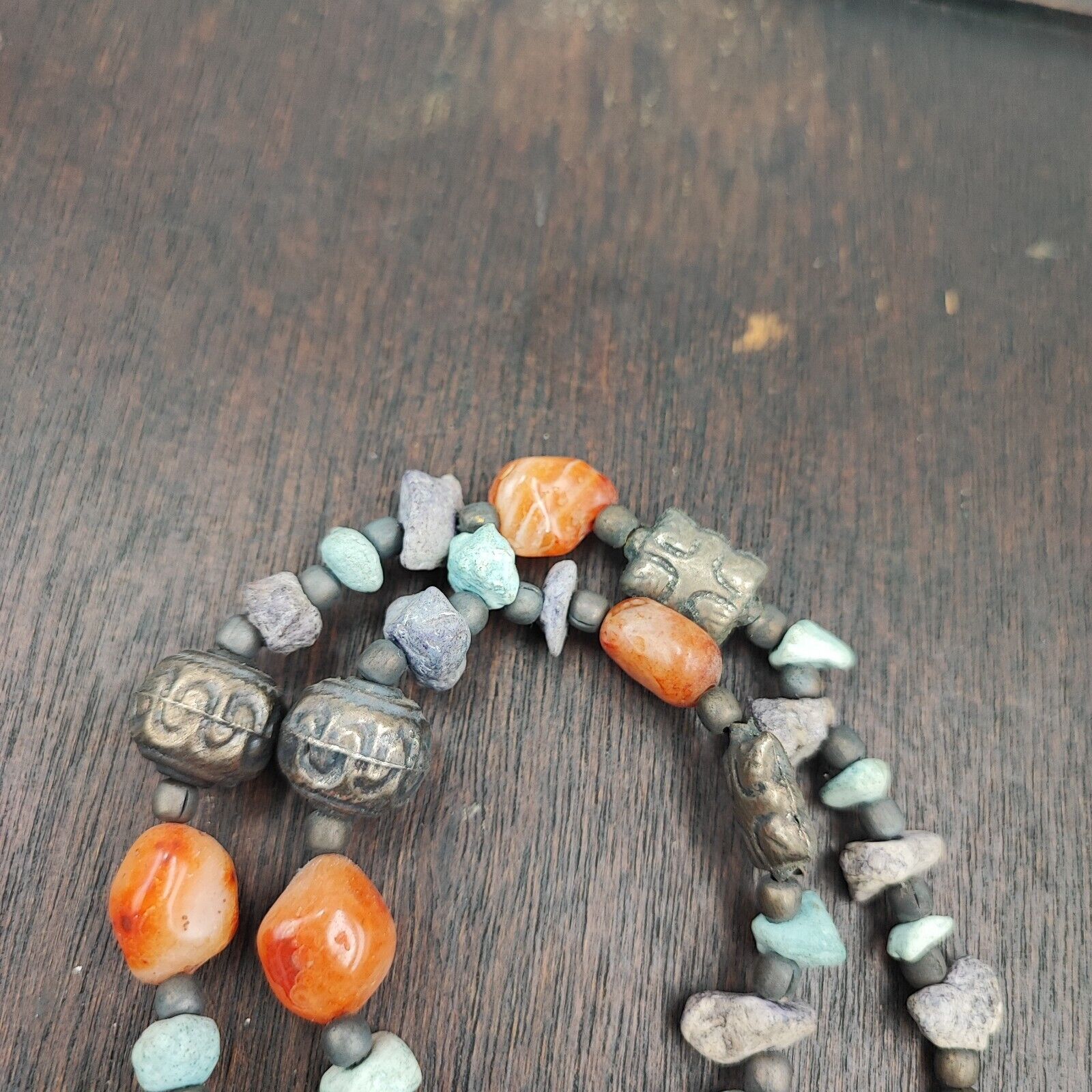 Beautiful Rusted Tibetan Silver Nepalese Stone Antique Jewelry Necklace
