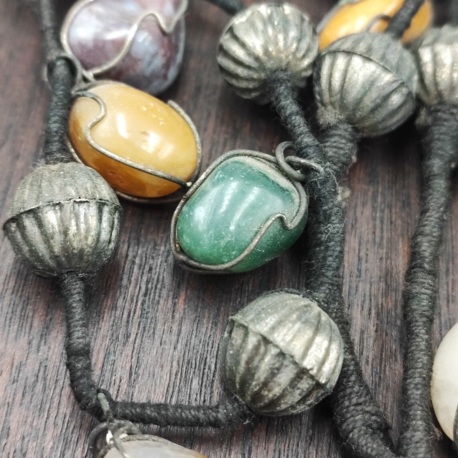 Lot 3 Rusted Tibetan Silver Nepalese Agate Stone Antique Jewelry Necklace N46