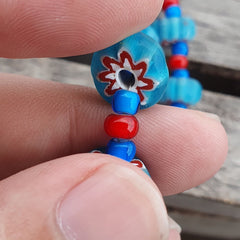 Colorful Chevron and White Heart Venetian Beads Glass Beads Necklace NCC-2