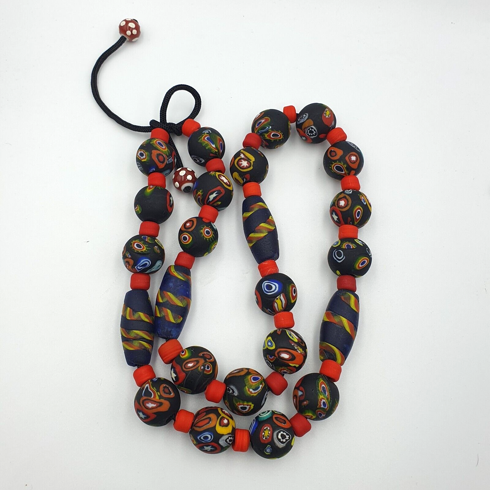 Vintage Roman Venetian Style Chevron Mosaic Glass Beads Necklace MX-29