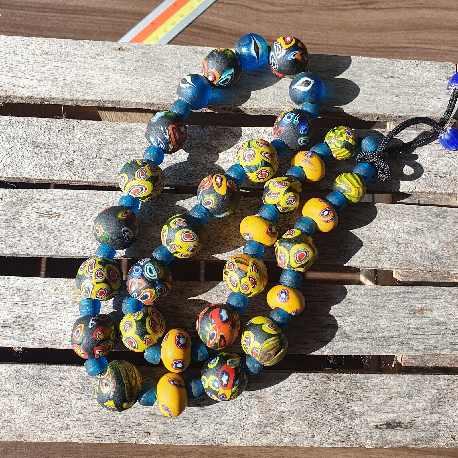 Vintage Roman Venetian Style Mosaic Glass Beads Necklace MX-27