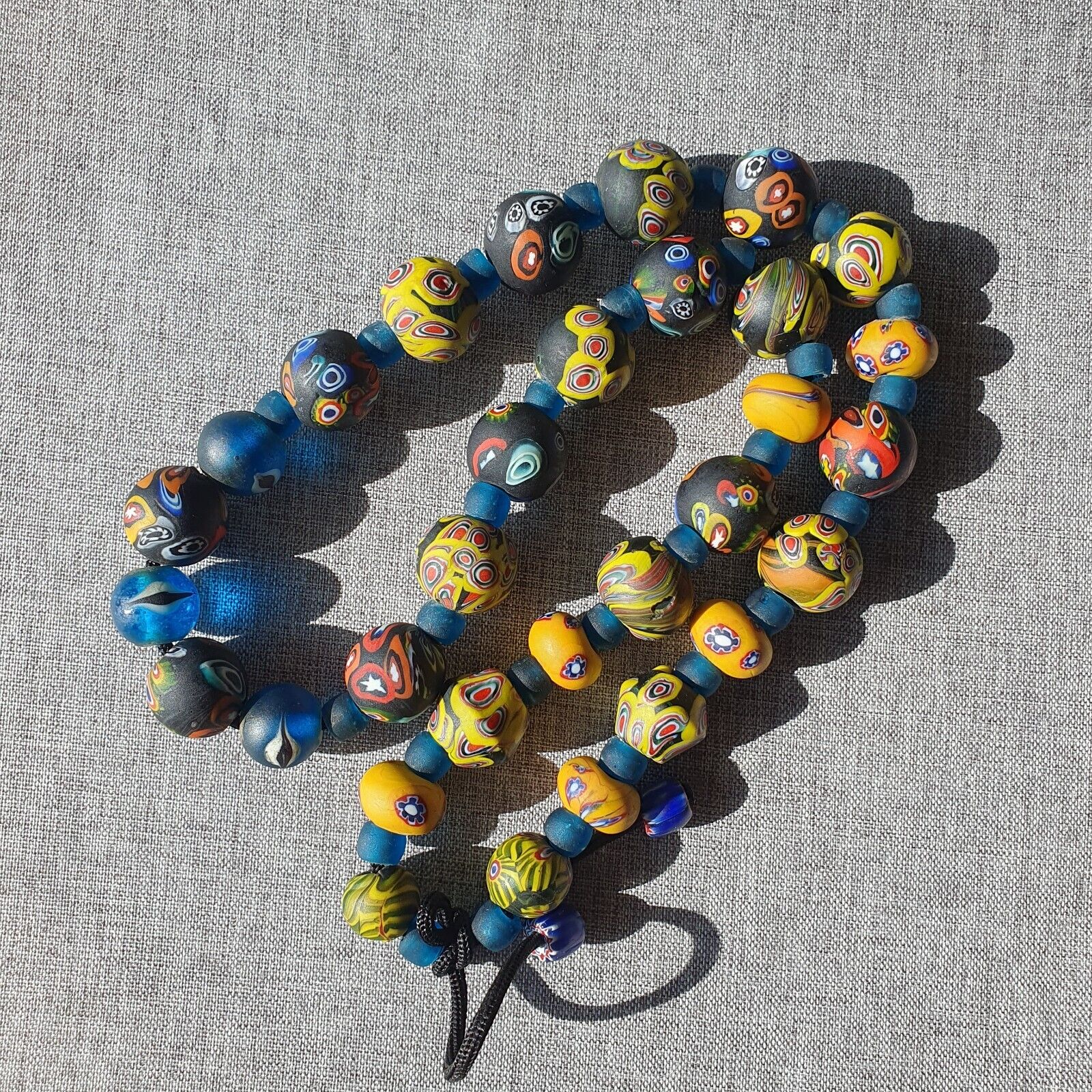 Vintage Roman Venetian Style Mosaic Glass Beads Necklace MX-27