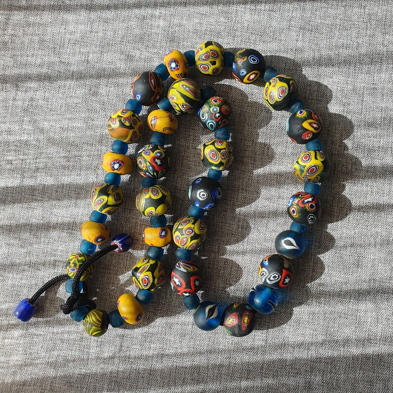 Vintage Roman Venetian Style Mosaic Glass Beads Necklace MX-27