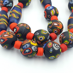 Vintage Roman Venetian Style Chevron Mosaic Glass Beads Necklace MX-29