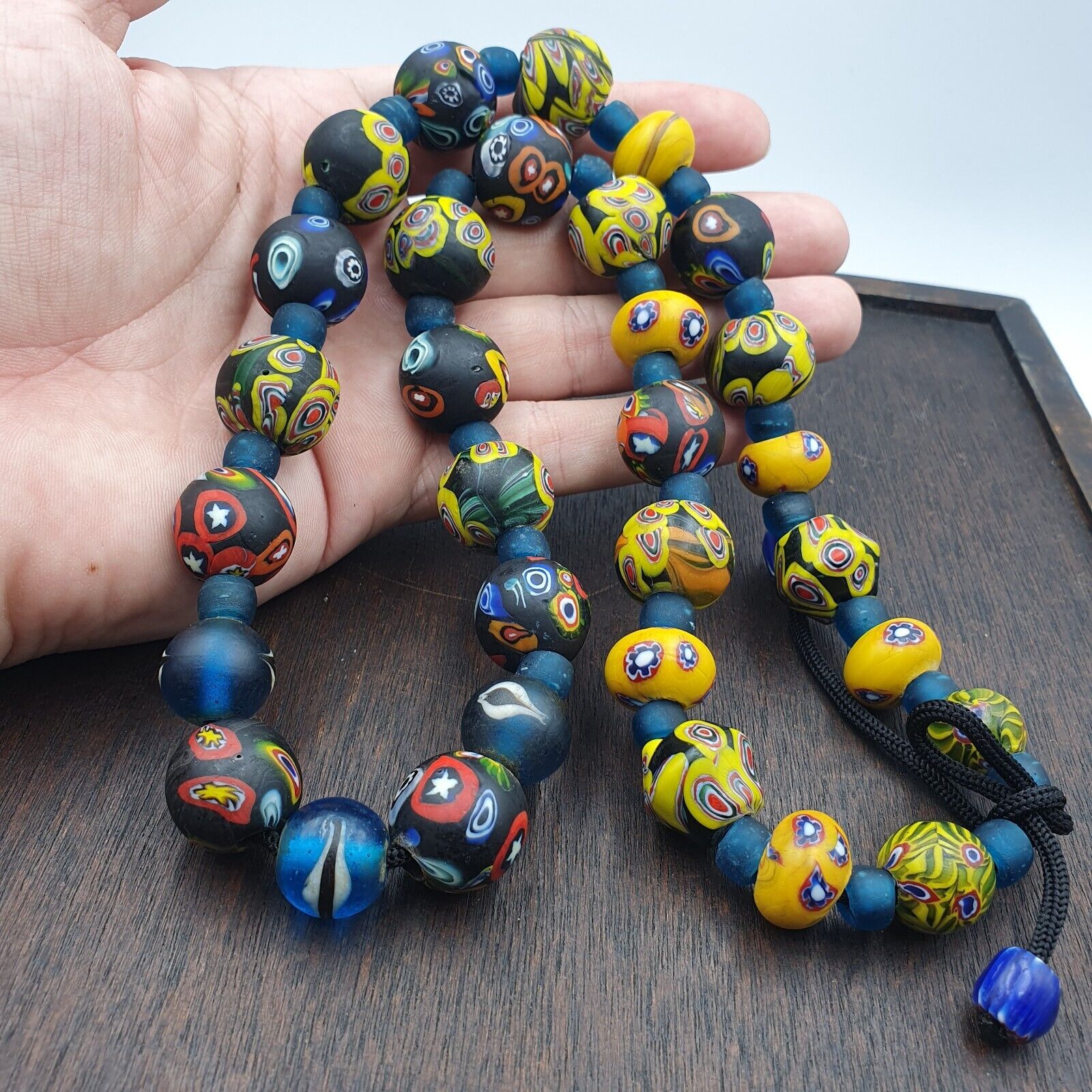 Vintage Roman Venetian Style Mosaic Glass Beads Necklace MX-27