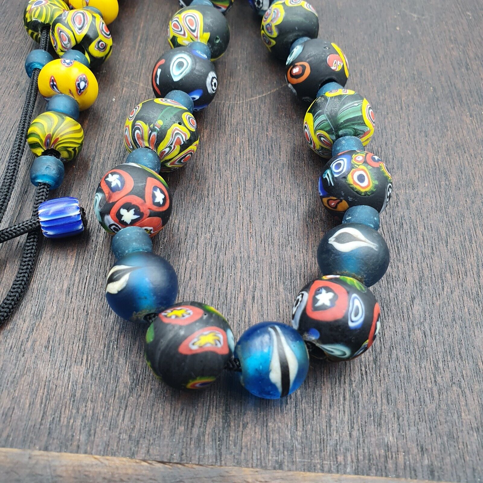 Vintage Roman Venetian Style Mosaic Glass Beads Necklace MX-27