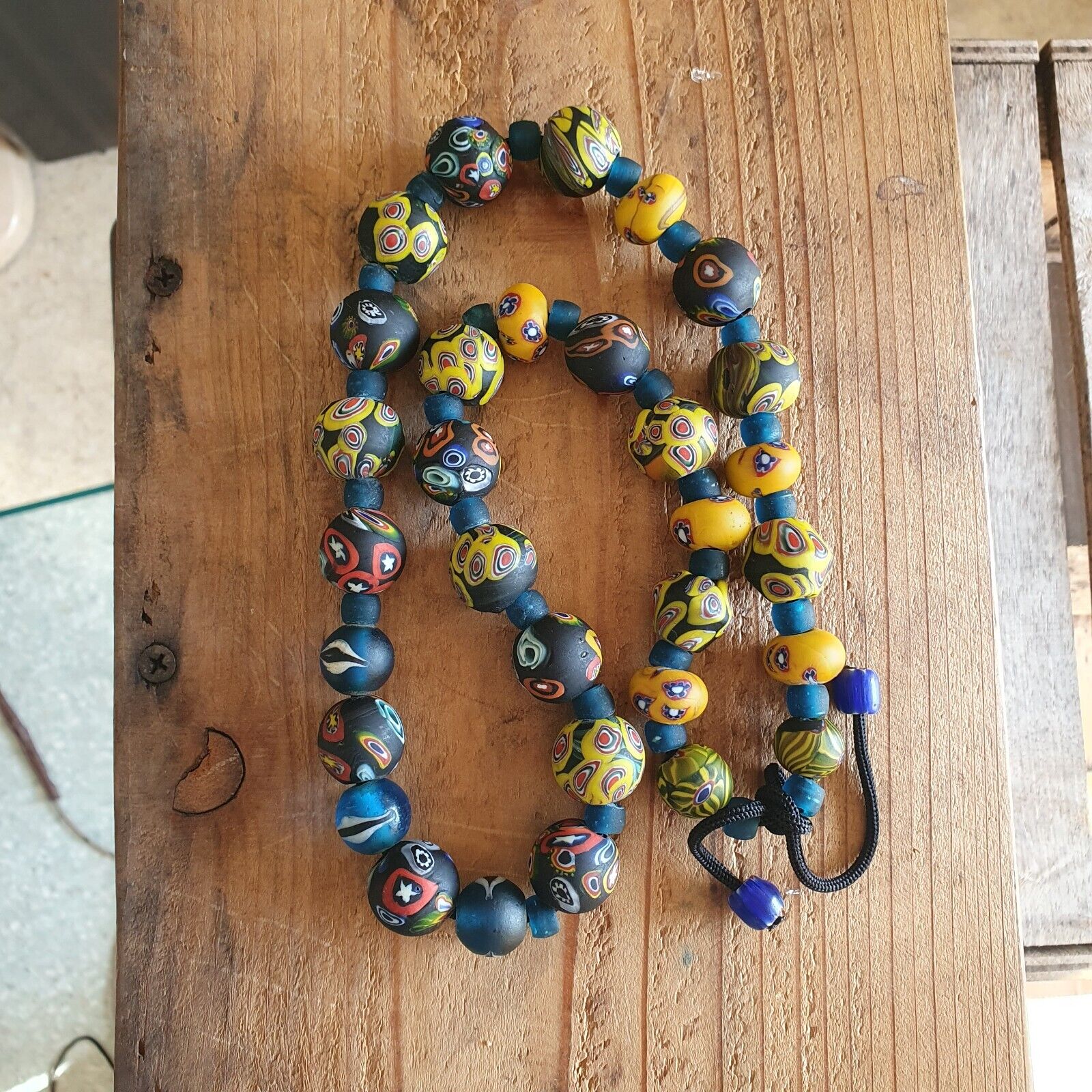 Vintage Roman Venetian Style Mosaic Glass Beads Necklace MX-27