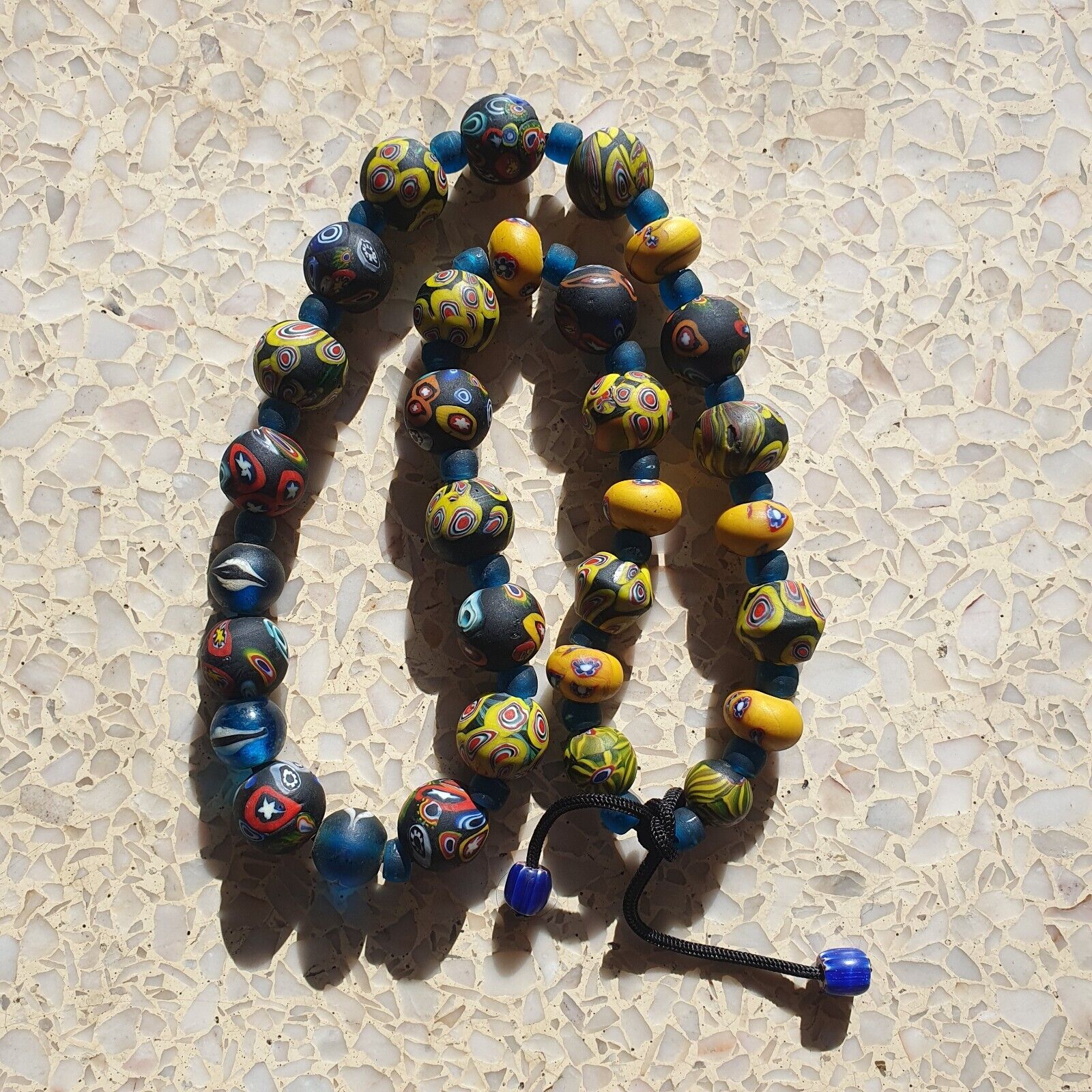 Vintage Roman Venetian Style Mosaic Glass Beads Necklace MX-27