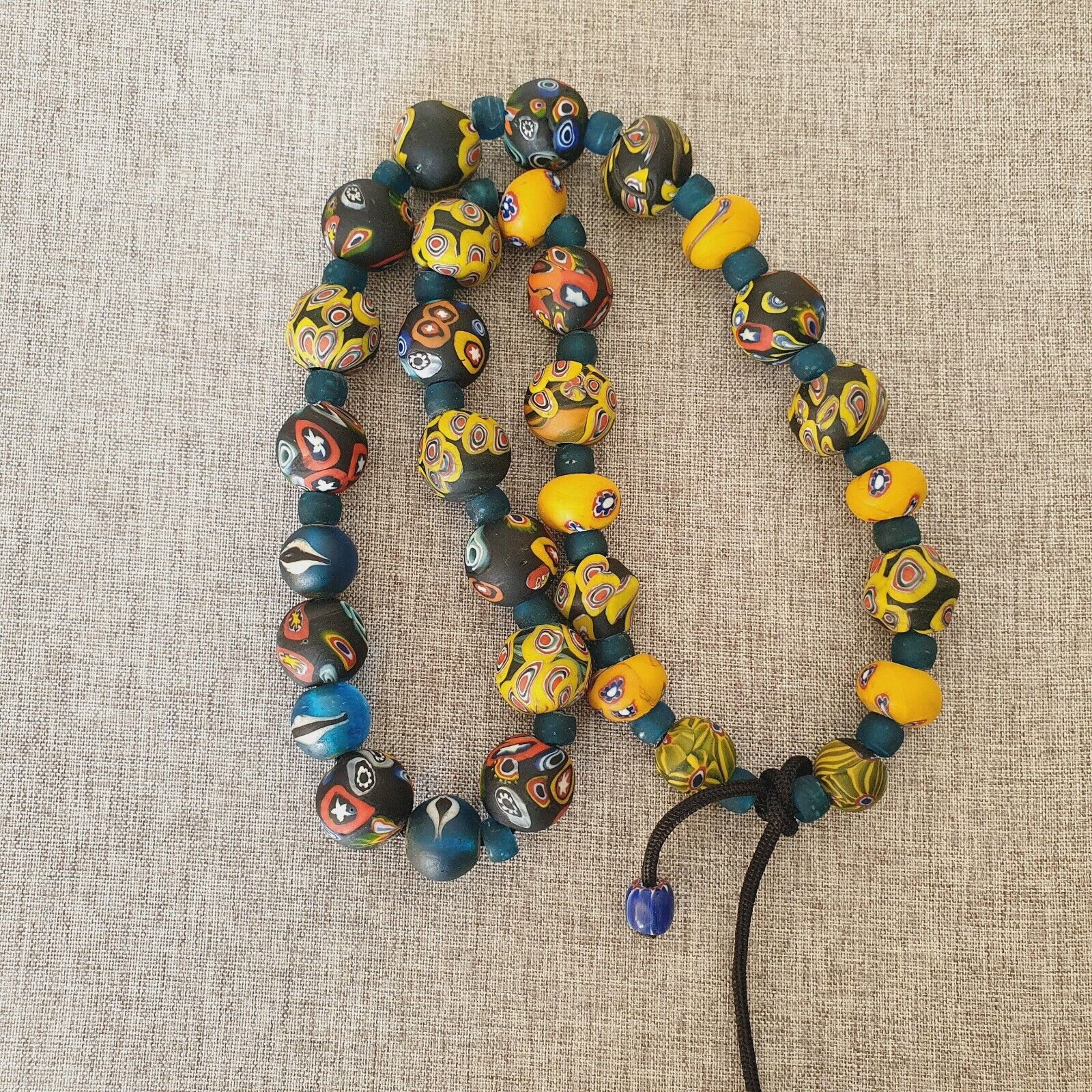 Vintage Roman Venetian Style Mosaic Glass Beads Necklace MX-27