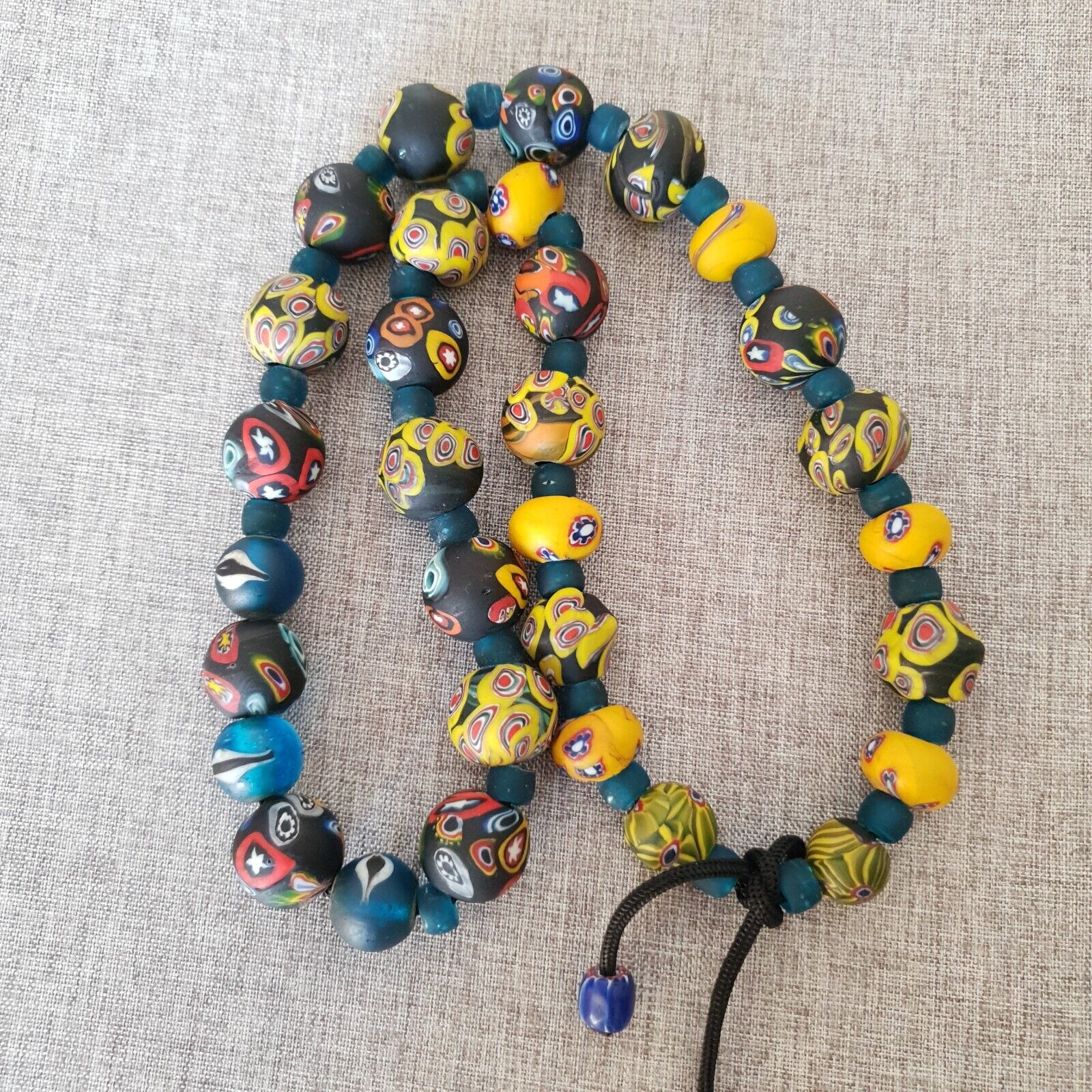 Vintage Roman Venetian Style Mosaic Glass Beads Necklace MX-27