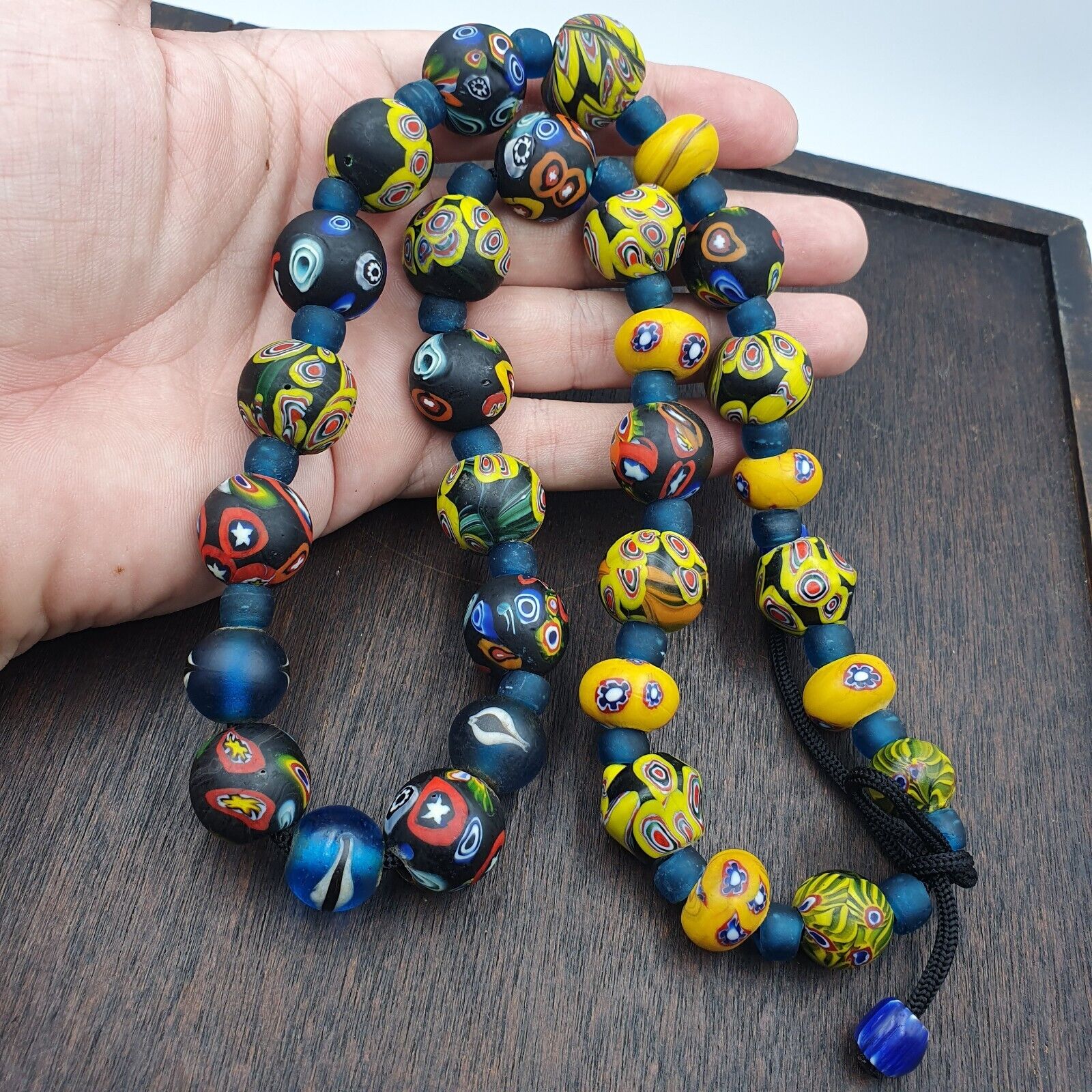Vintage Roman Venetian Style Mosaic Glass Beads Necklace MX-27