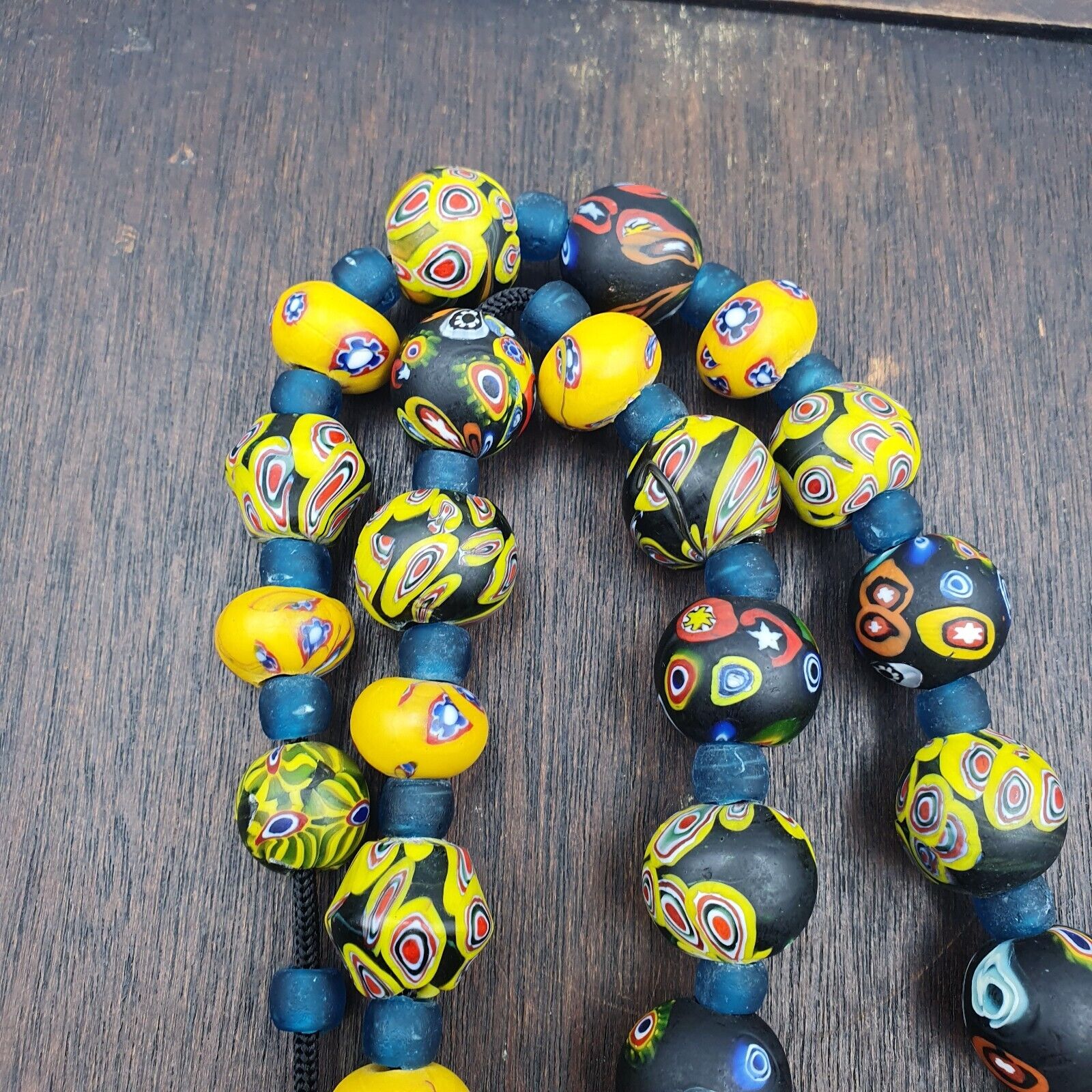 Vintage Roman Venetian Style Mosaic Glass Beads Necklace MX-27