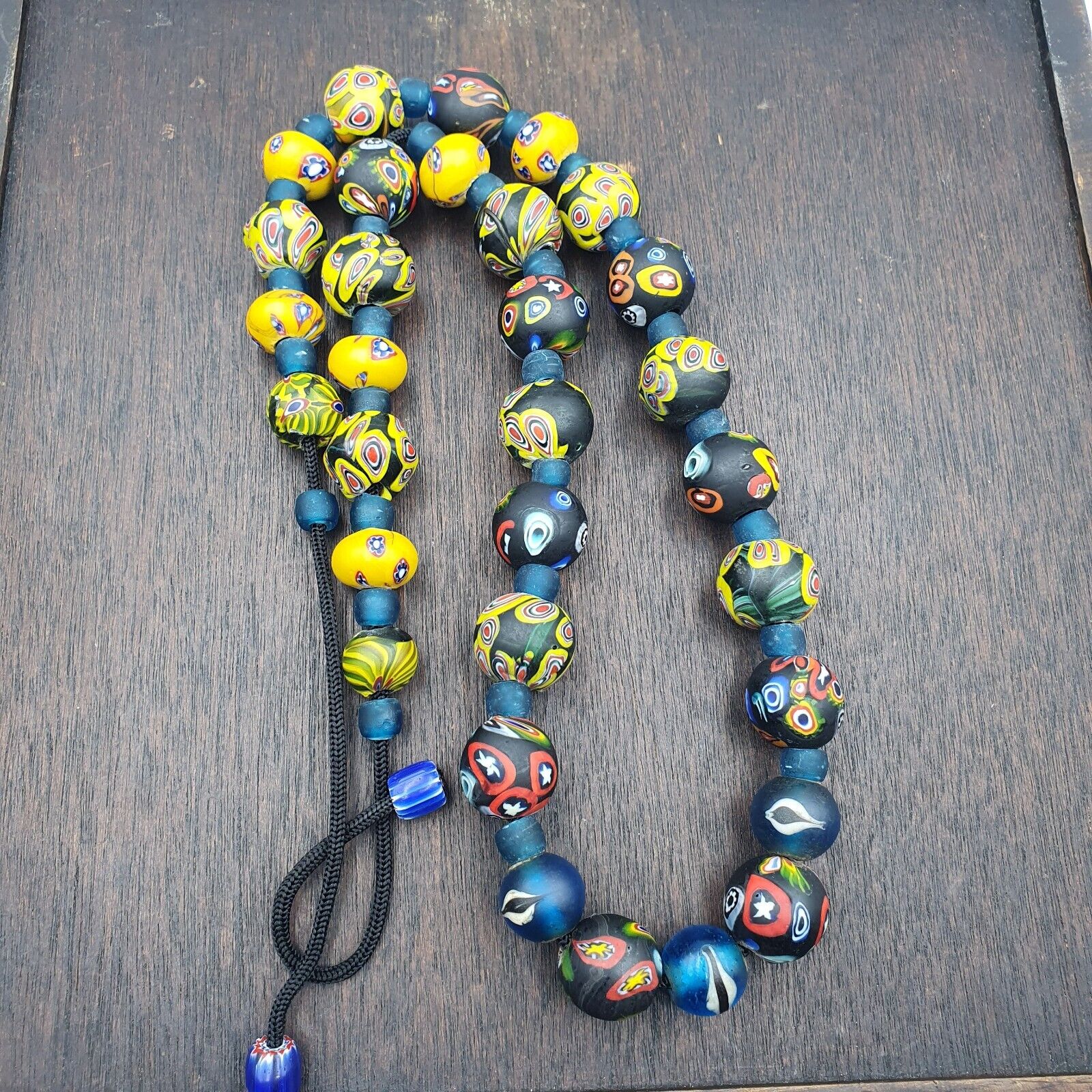 Vintage Roman Venetian Style Mosaic Glass Beads Necklace MX-27