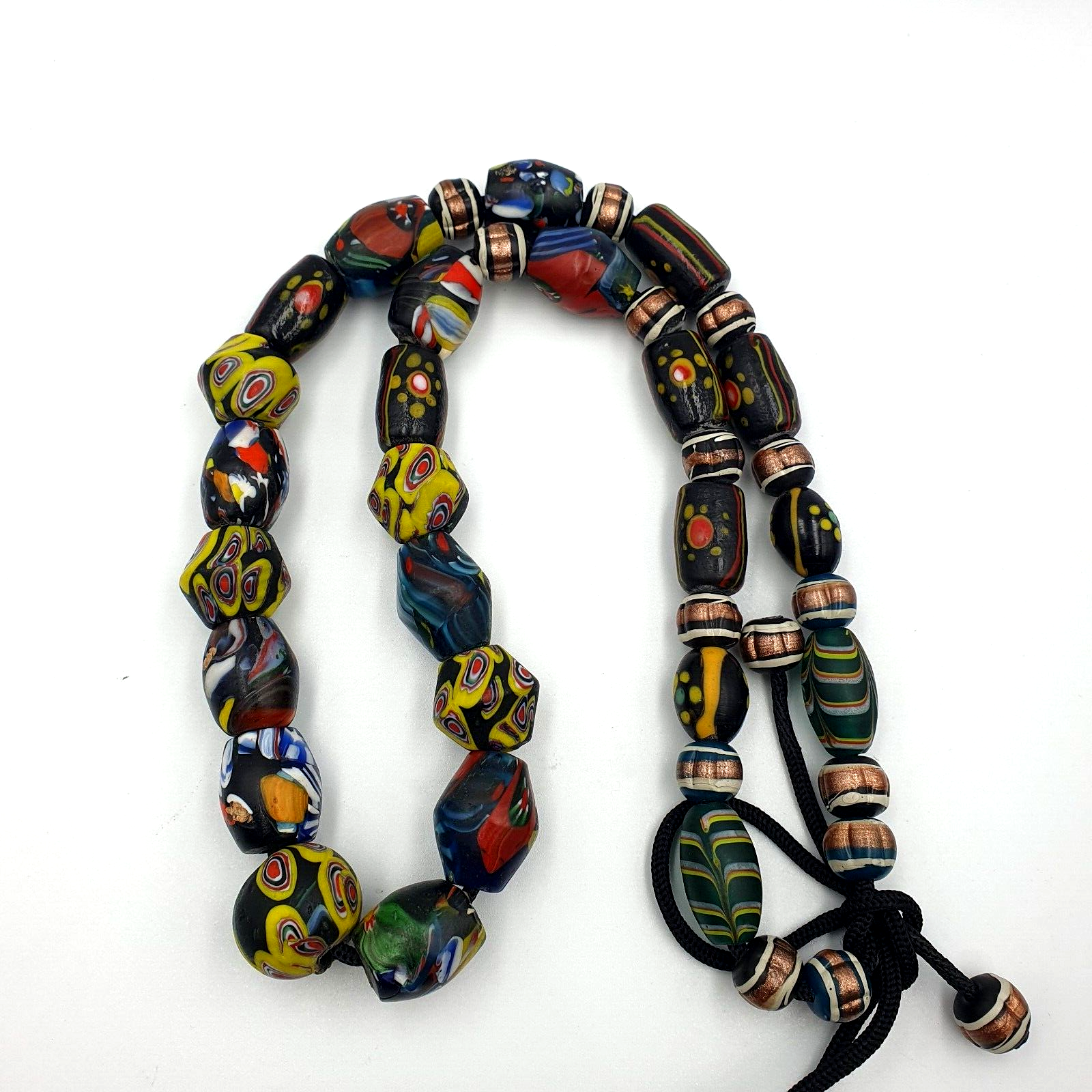 Vintage Roman Venetian Style Chevron Mosaic Glass Beads Necklace MX-30