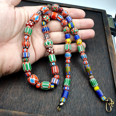 Vintage Chevron Venetian Style Skunk Glass Beads Necklace NC-B-2