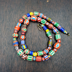 Vintage Chevron Venetian Style Skunk Glass Beads Necklace NC-B-2