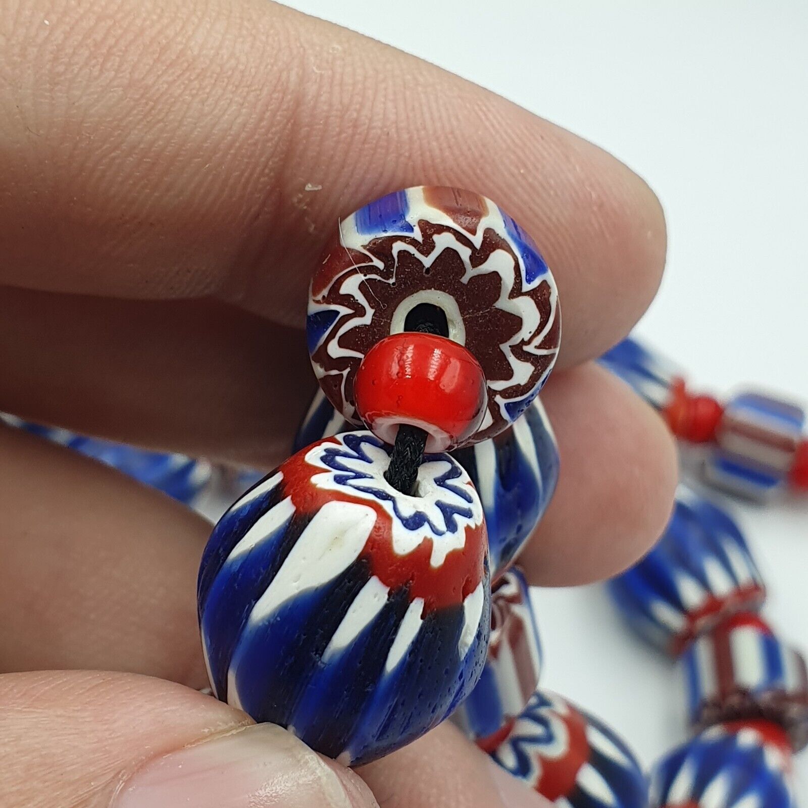 Vintage Chevron & Venetian 6mm Whiteheart Beads Necklace NC-B-1