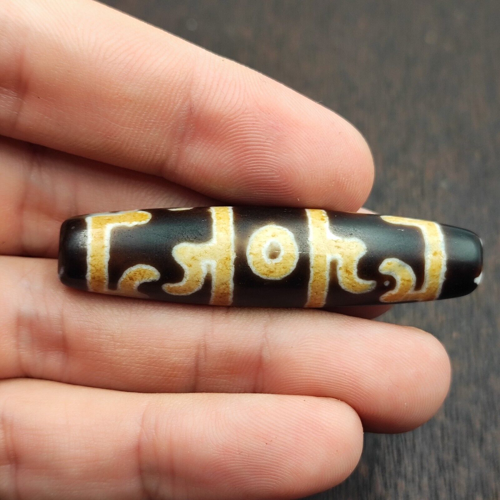 Vintage Old Tibetan 3 Eyes Agate stone Dzi Bead Amulet TB-9-1