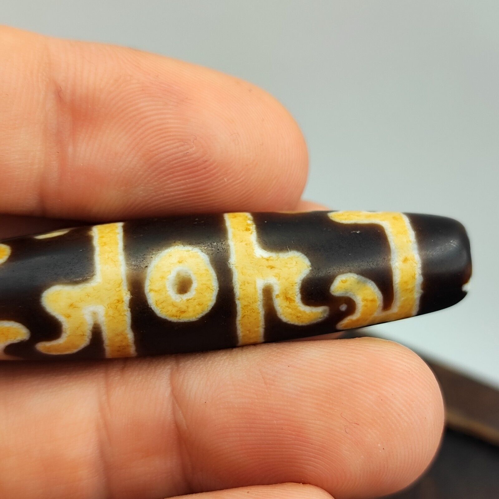 Vintage Old Tibetan 3 Eyes Agate stone Dzi Bead Amulet TB-9-1