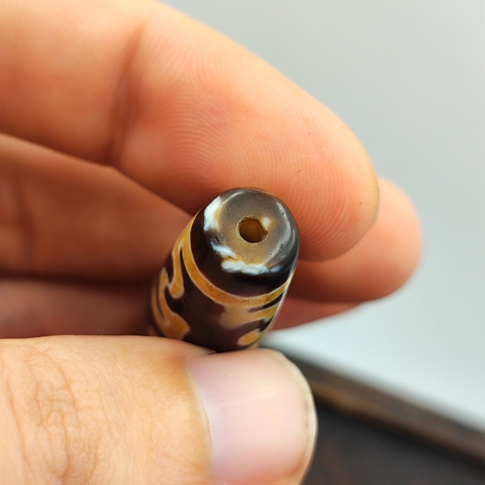 Vintage Old Tibetan 3 Eyes Agate stone Dzi Bead Amulet TB-9-1