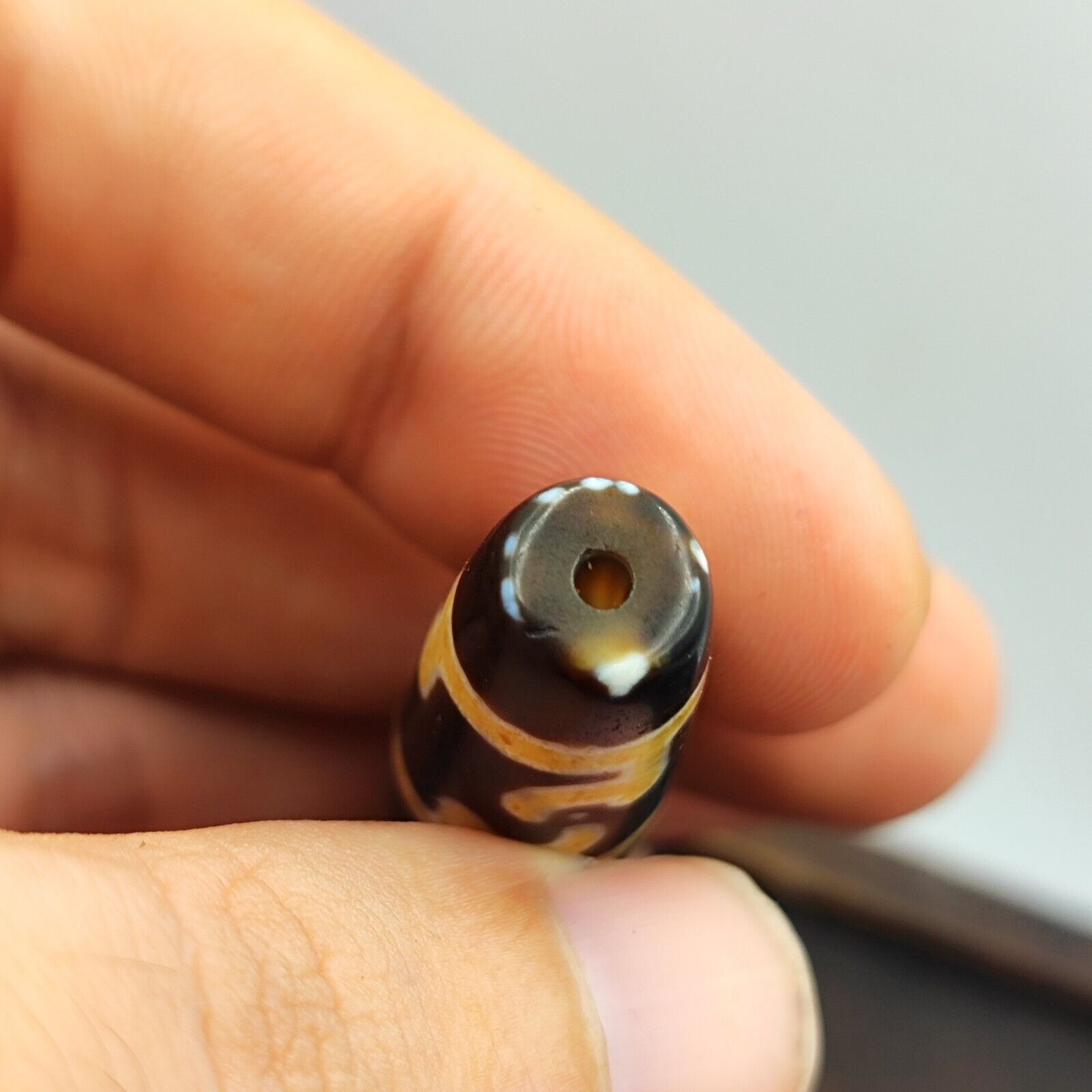 Vintage Old Tibetan 3 Eyes Agate stone Dzi Bead Amulet TB-9-1