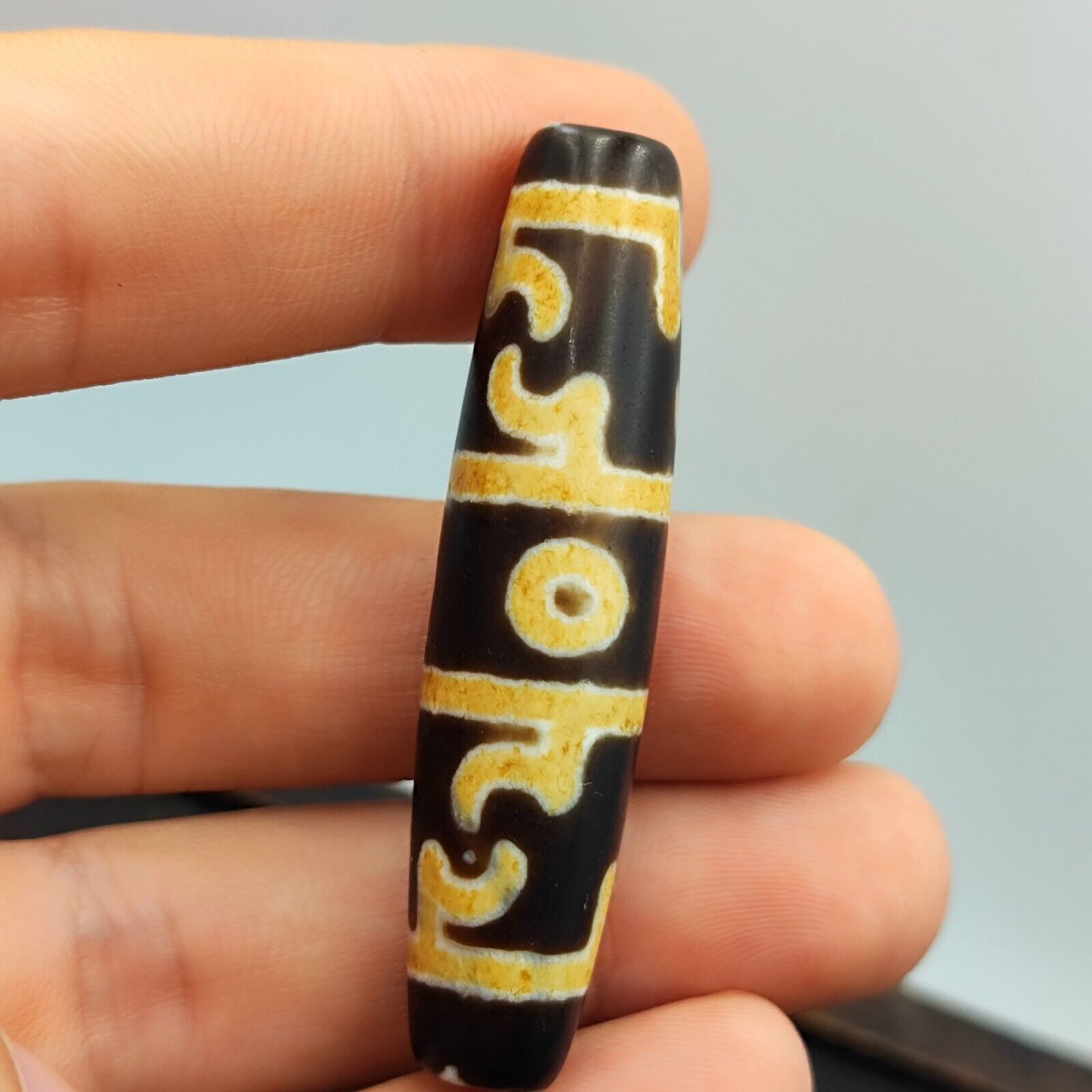 Vintage Old Tibetan 3 Eyes Agate stone Dzi Bead Amulet TB-9-1