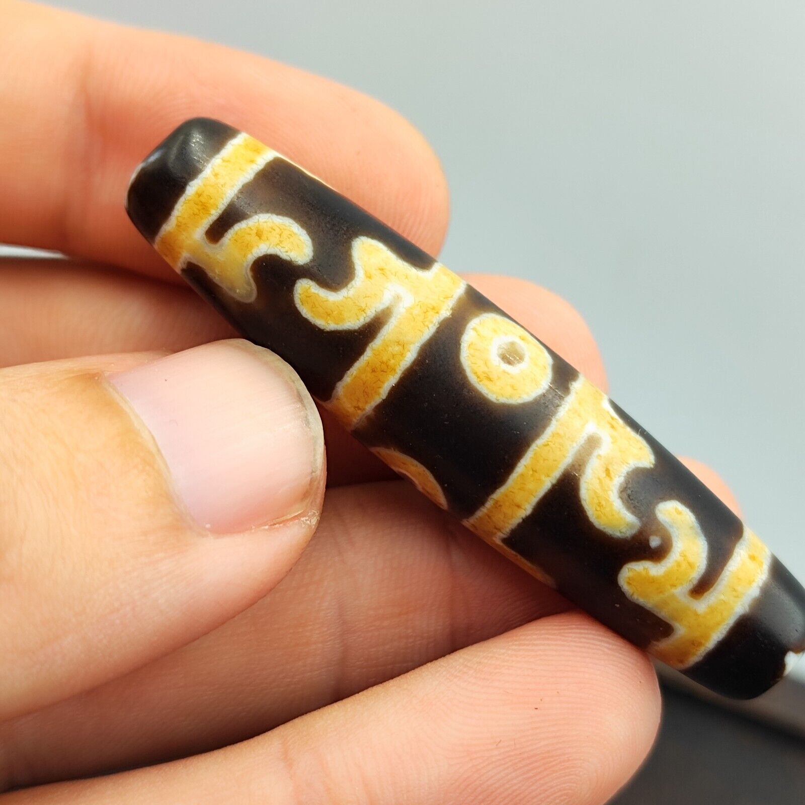 Vintage Old Tibetan 3 Eyes Agate stone Dzi Bead Amulet TB-9-1