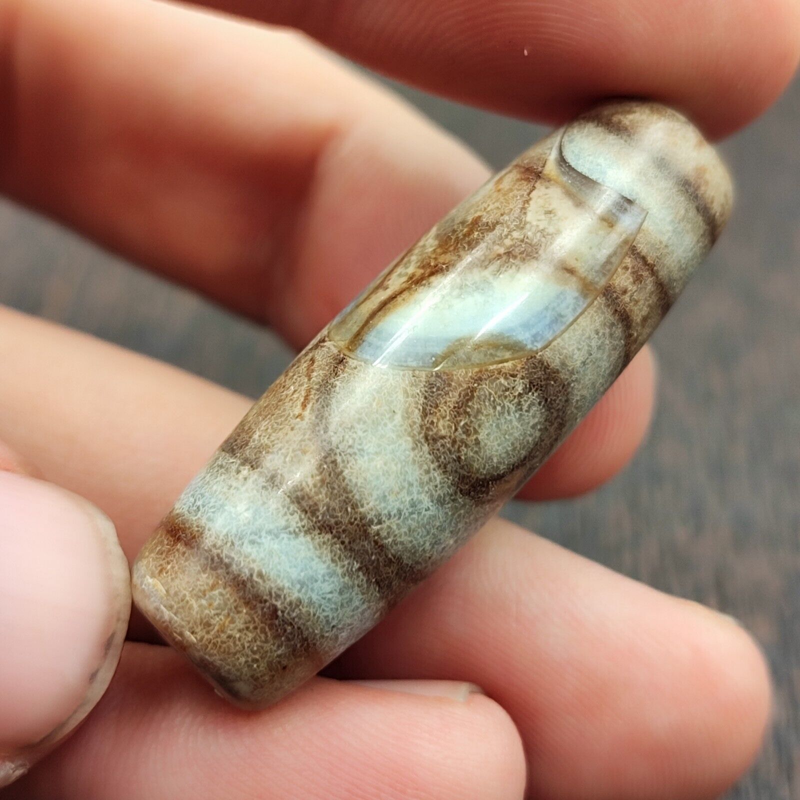 Vintage Old Tibetan 2 Eyes Agate stone Dzi Bead Amulet TB-9-2