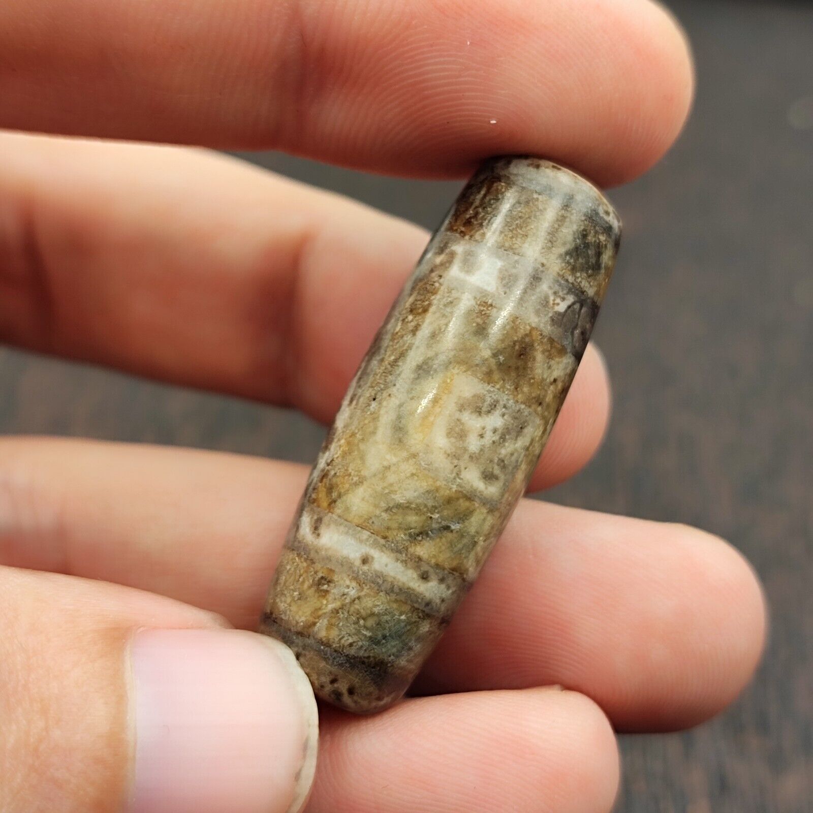 Vintage Old Tibetan 2 Eyes Agate stone Dzi Bead Amulet TB-9-3