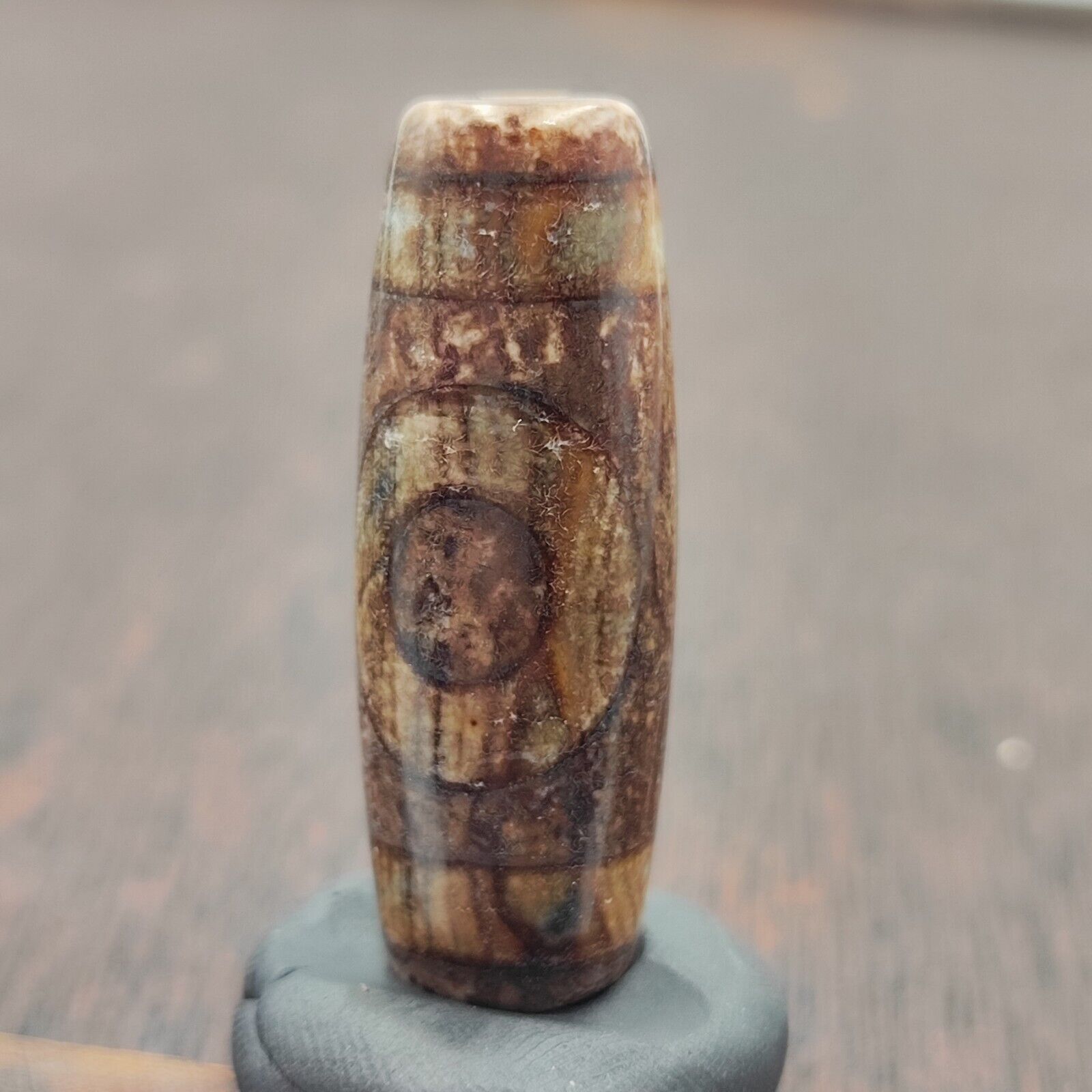 Vintage Old Tibetan 2 Eyes Agate stone Dzi Bead Amulet TB-9-3