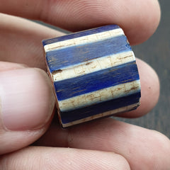 Antique Venetian Trade African Blue Glass Chevron Bead