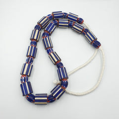 Vintage Old Blue Chevron Trade beads Big Size 20mm Beads Necklace