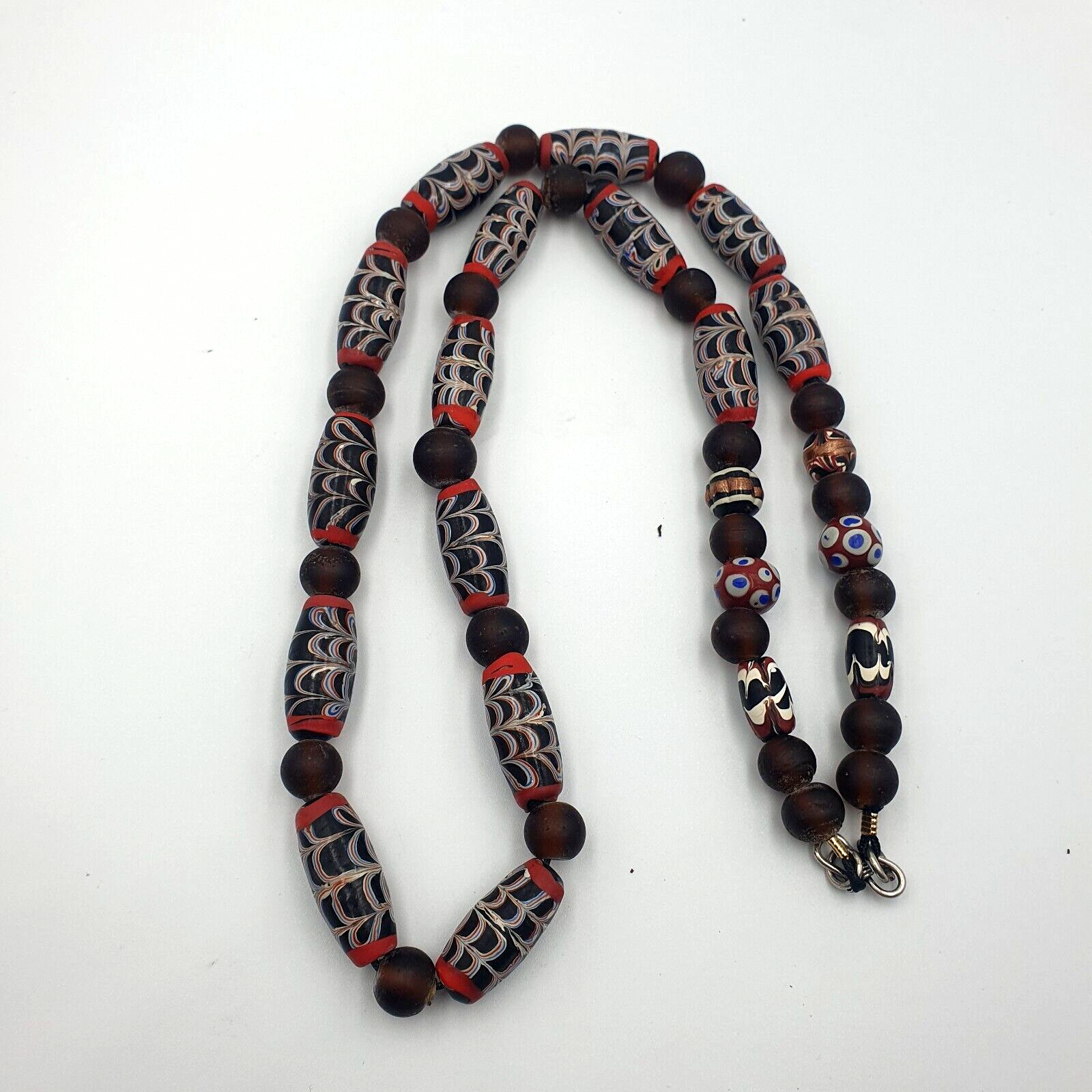 Vintage Feather Style Unique Pattern Trade Beads Beaded Necklace