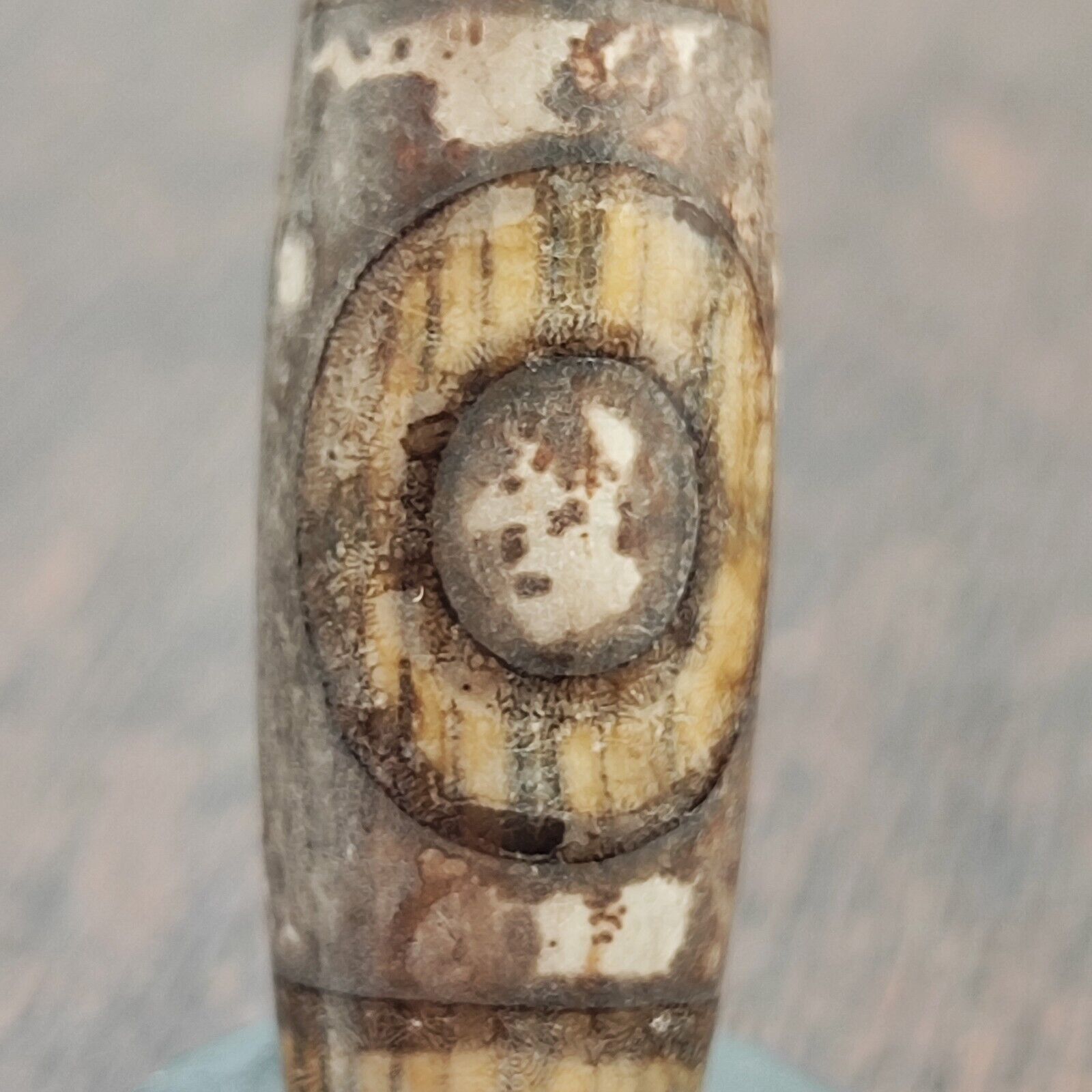 Vintage Old Tibetan 2 Eyes Agate stone Dzi Bead Amulet TB-9-5