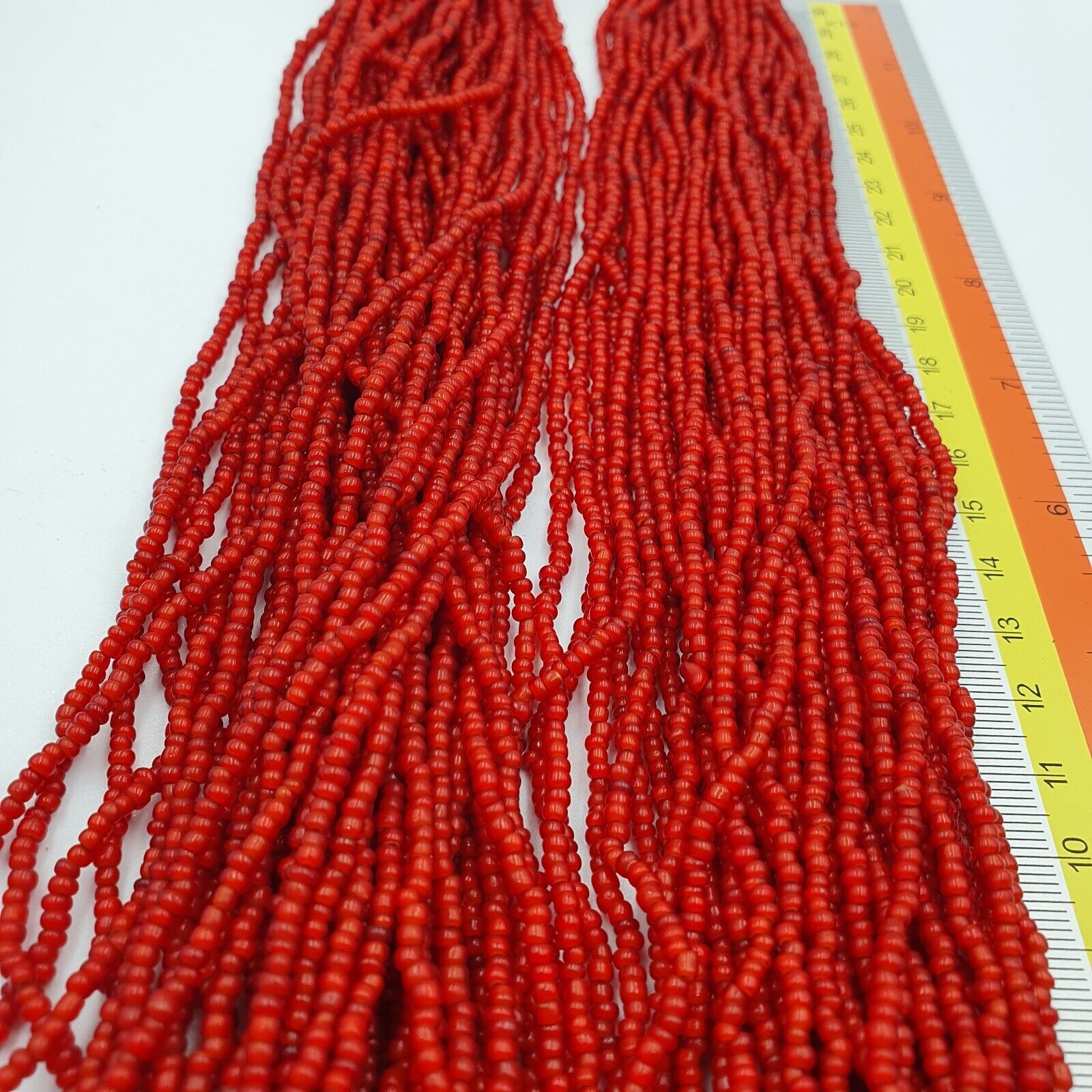 Antique Venetian 2.5mm Red White Heart Trade Beads Necklace. 40 Strands Lot