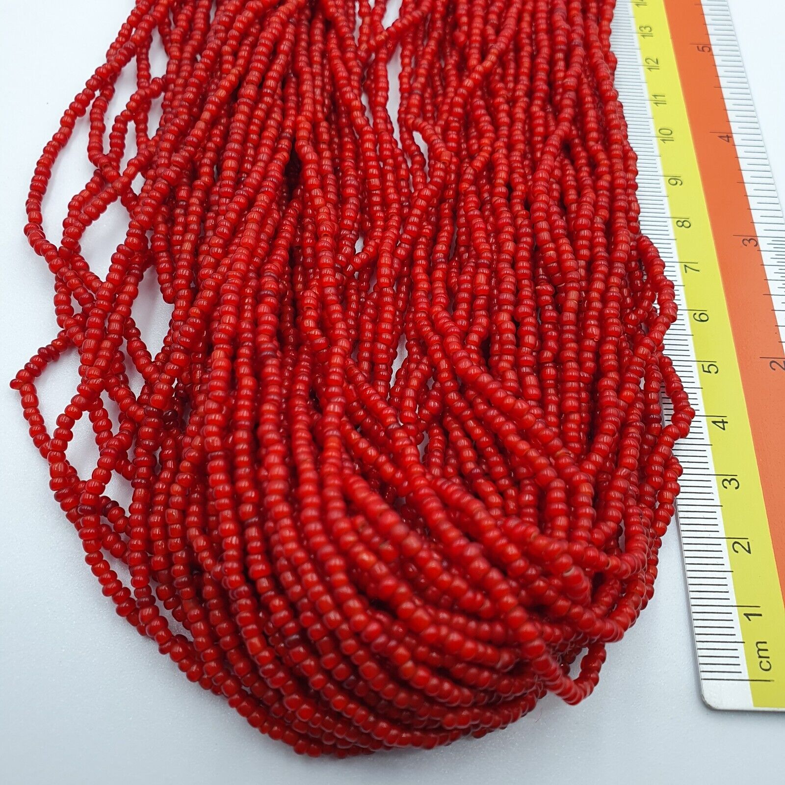 Antique Venetian 2.5mm Red White Heart Trade Beads Necklace. 40 Strands Lot