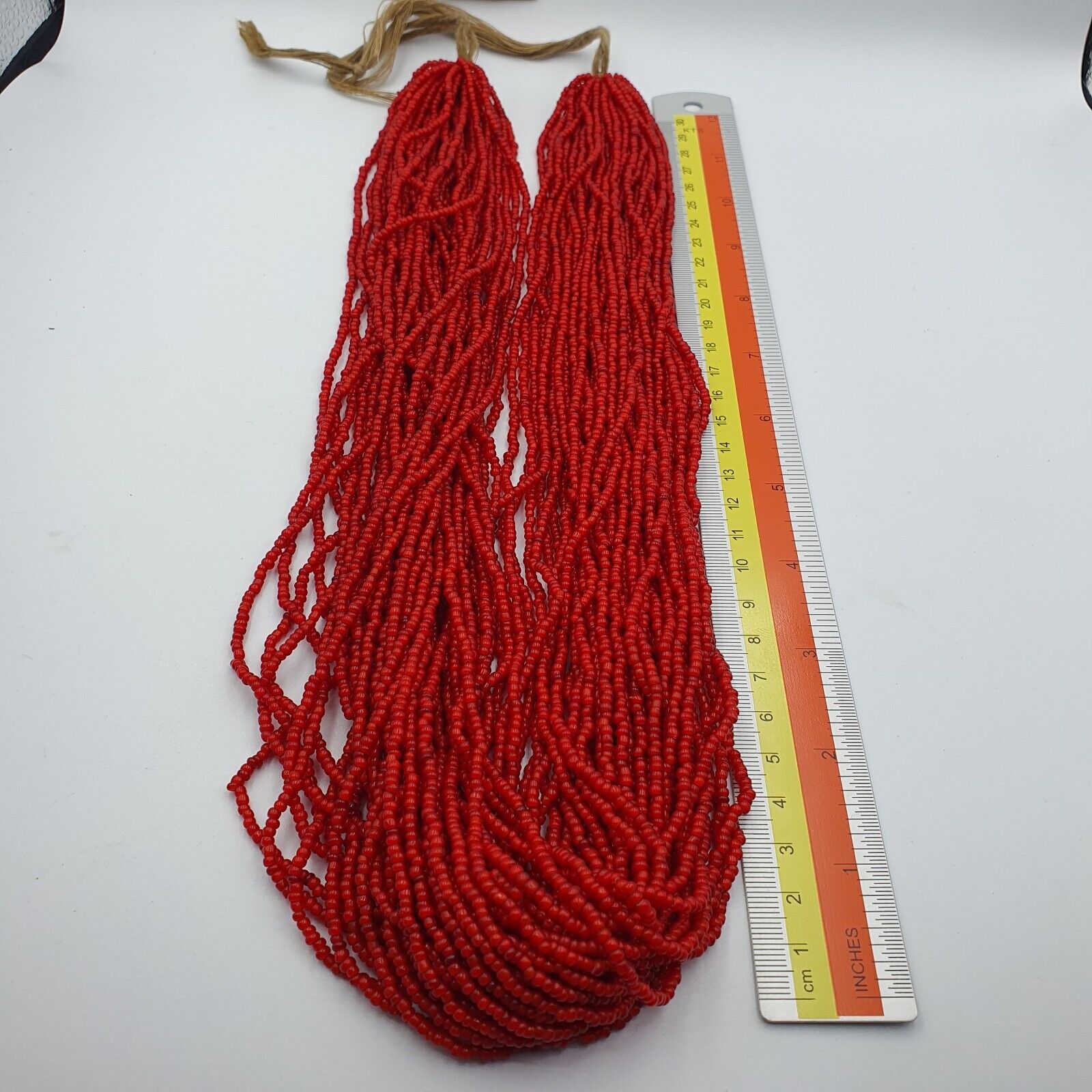 Antique Venetian 2.5mm Red White Heart Trade Beads Necklace. 40 Strands Lot